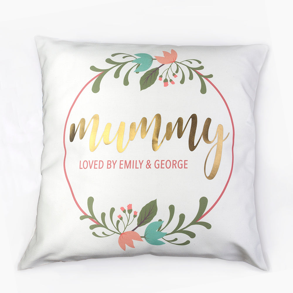 Personalised Floral Wreath Cushion Cover