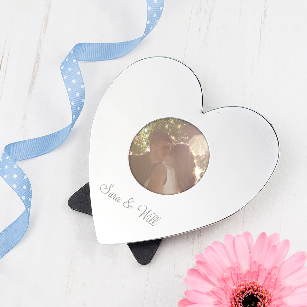 Personalised Silver Plated Heart Photo Frame