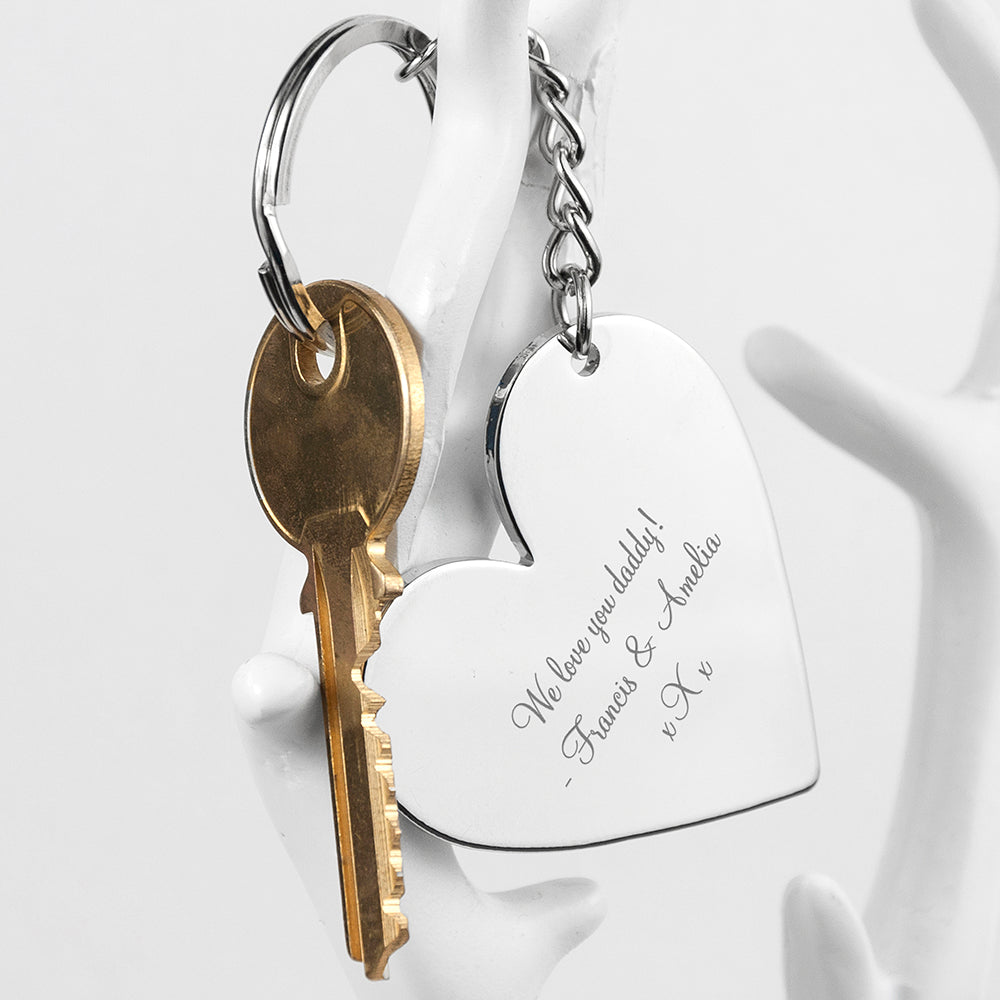 Personalised Heart Silver Plated Keyring