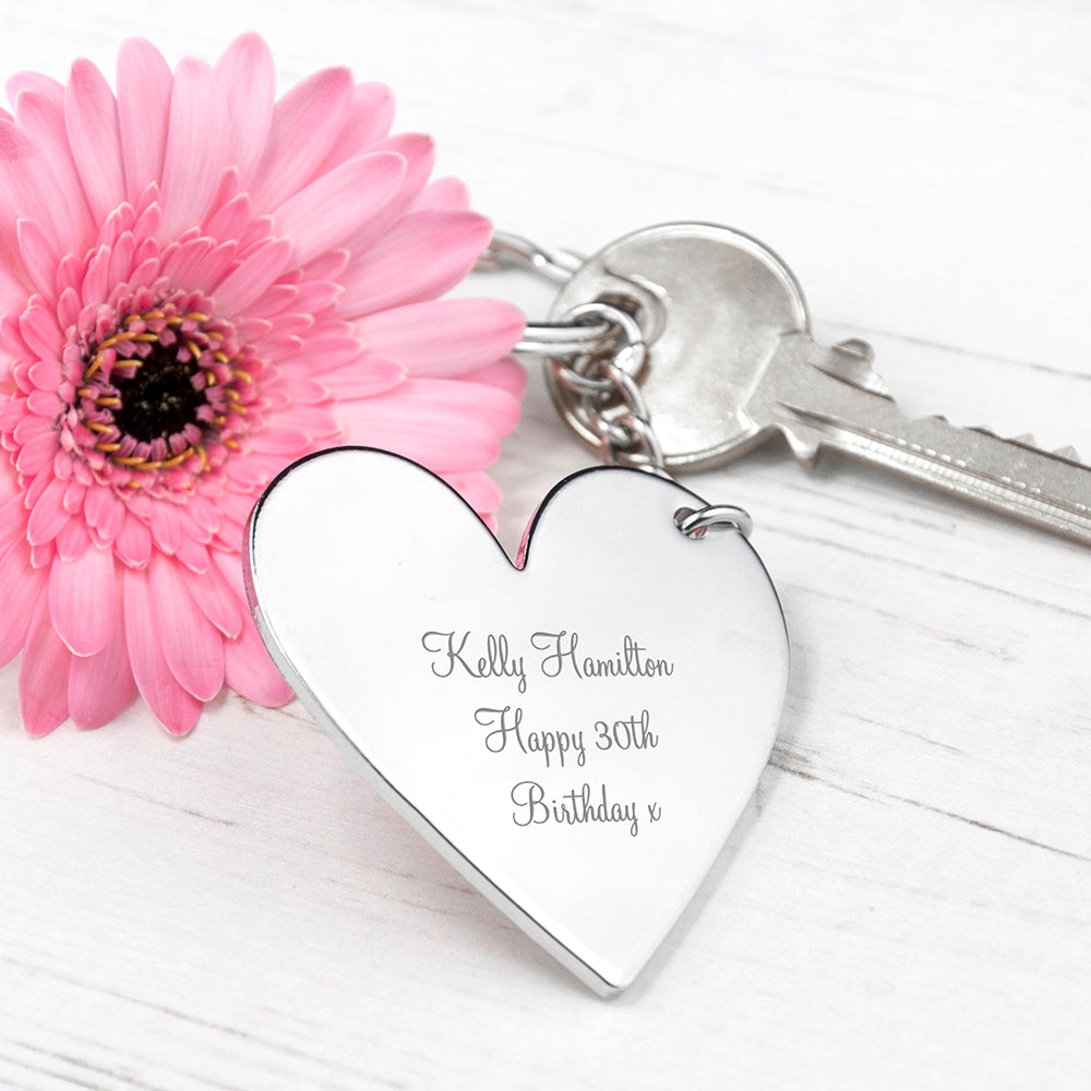 Personalised Heart Silver Plated Keyring