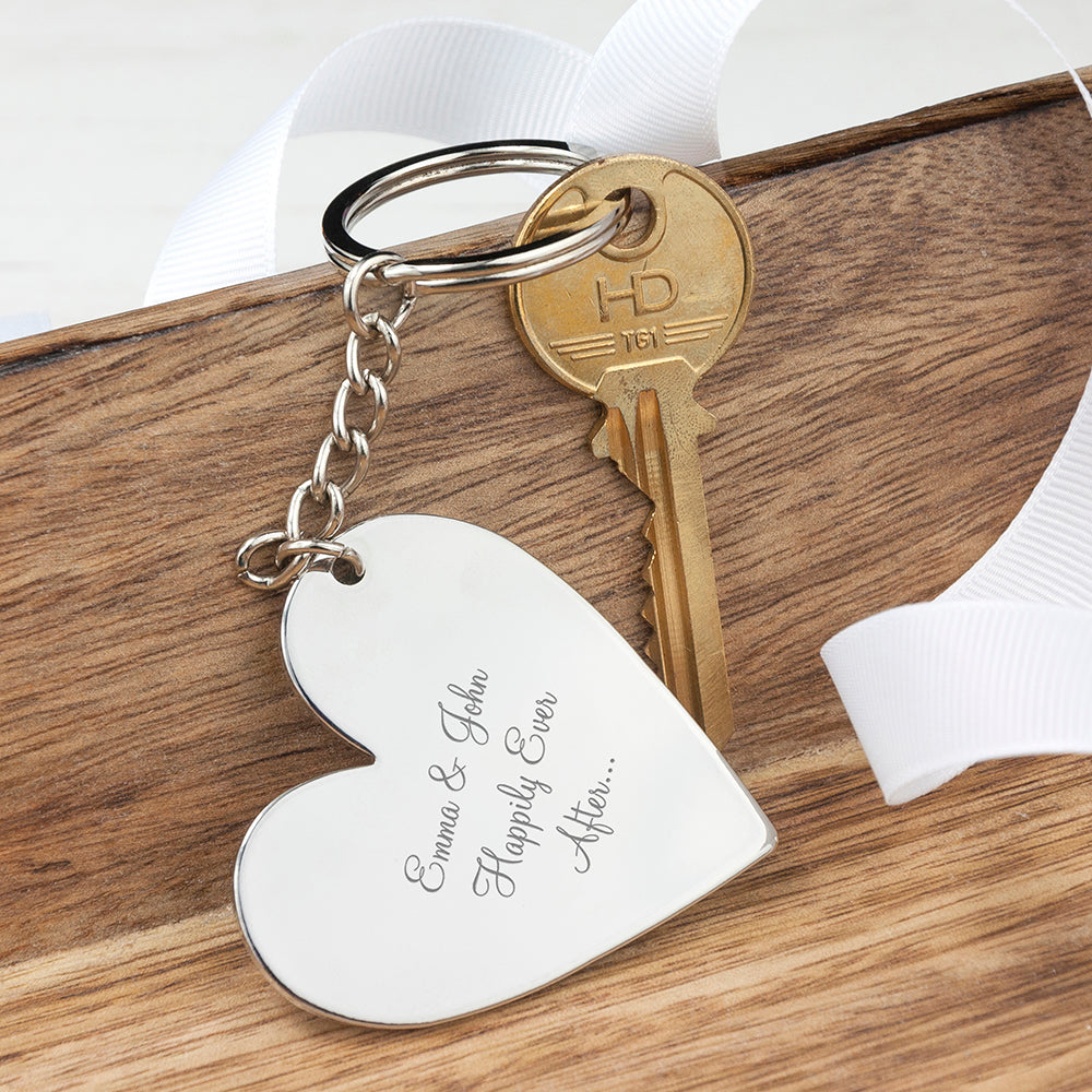 Personalised Heart Silver Plated Keyring