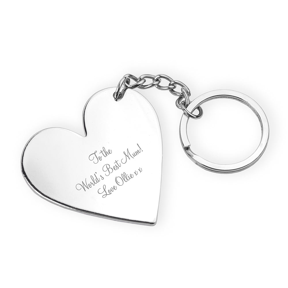 Personalised Heart Silver Plated Keyring