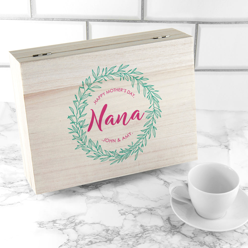 Personalised Floral Wreath Tea Box with Tea Selection