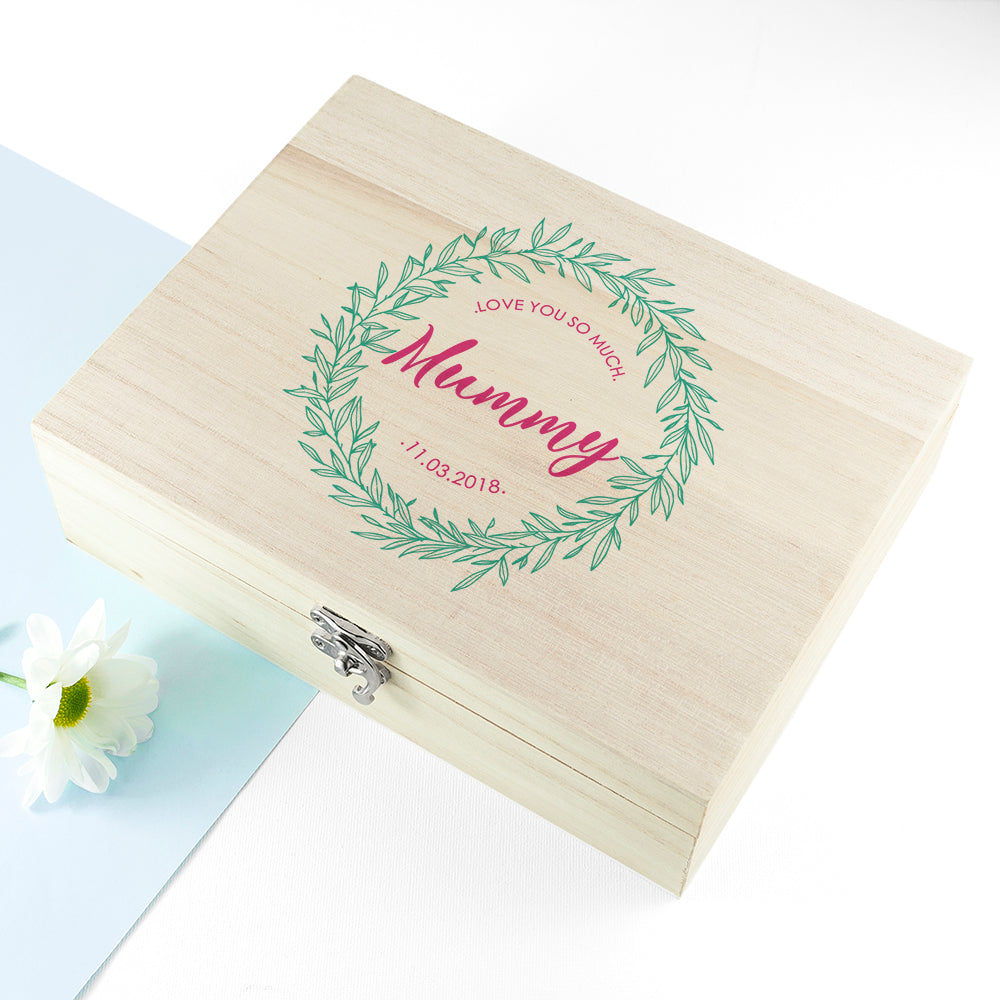 Personalised Floral Wreath Tea Box with Tea Selection