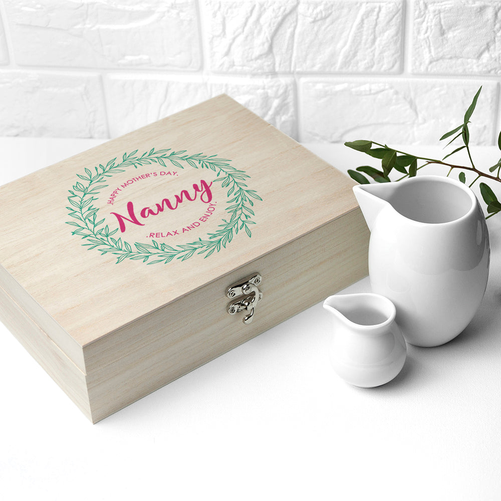 Personalised Floral Wreath Tea Box with Tea Selection