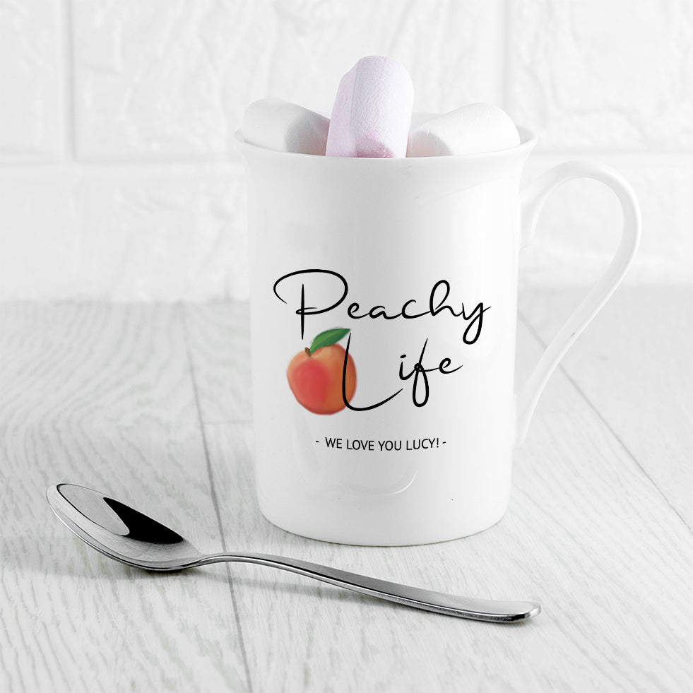 Personalised Peachy Life Bone China Mug