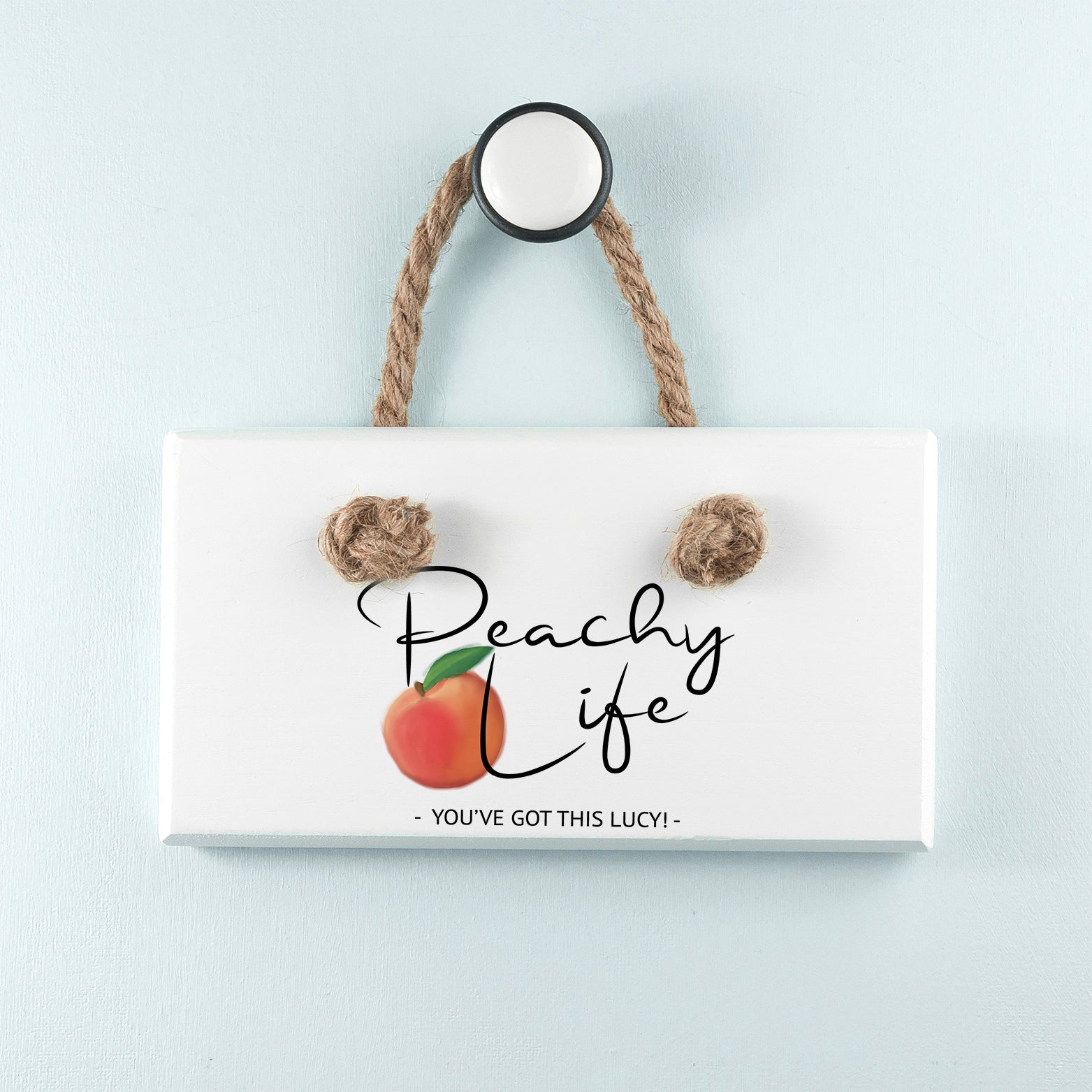 Personalised Peachy Life White Hanging Sign