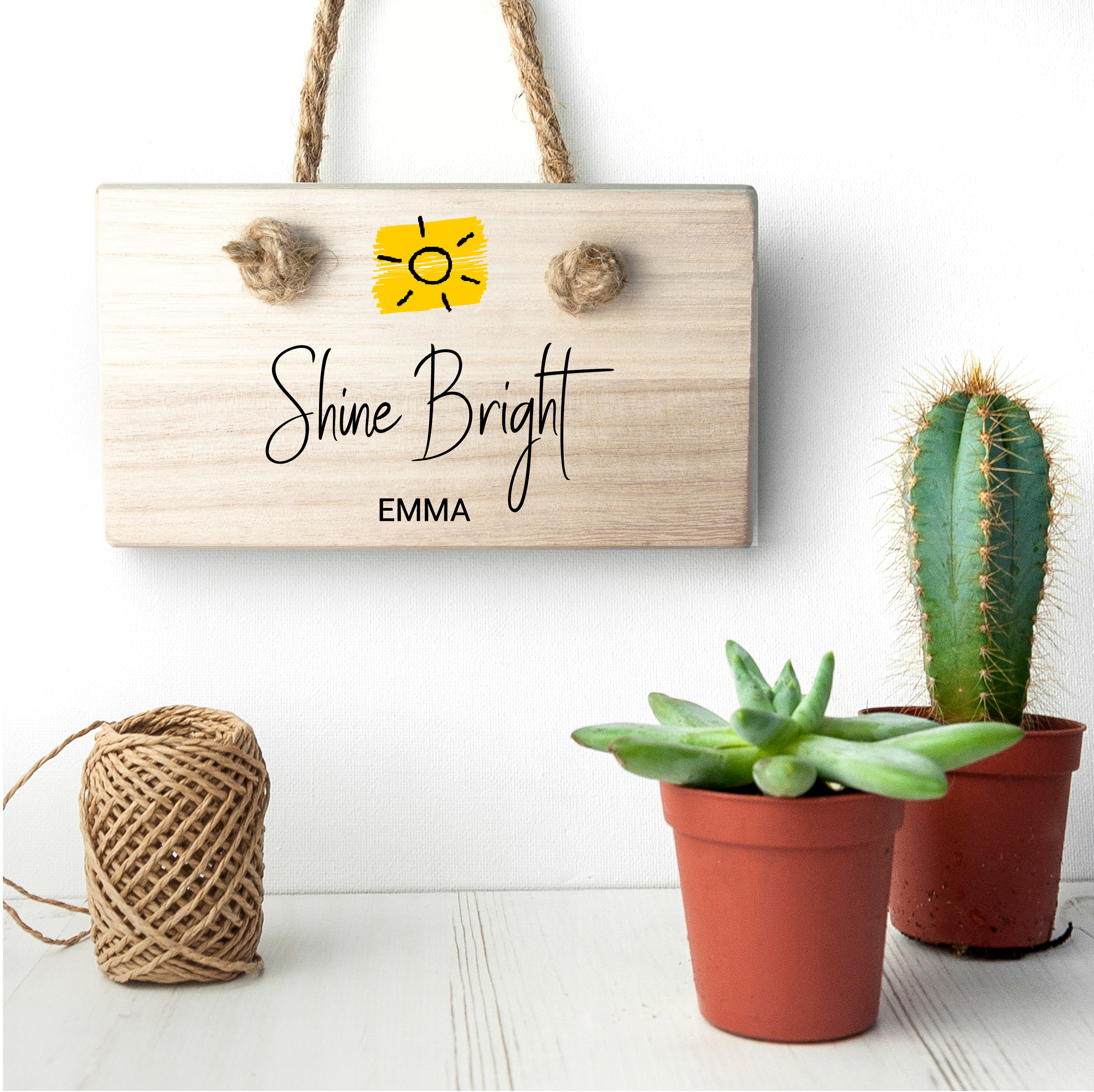 Personalised Shine Bright Wooden Hanging Sign