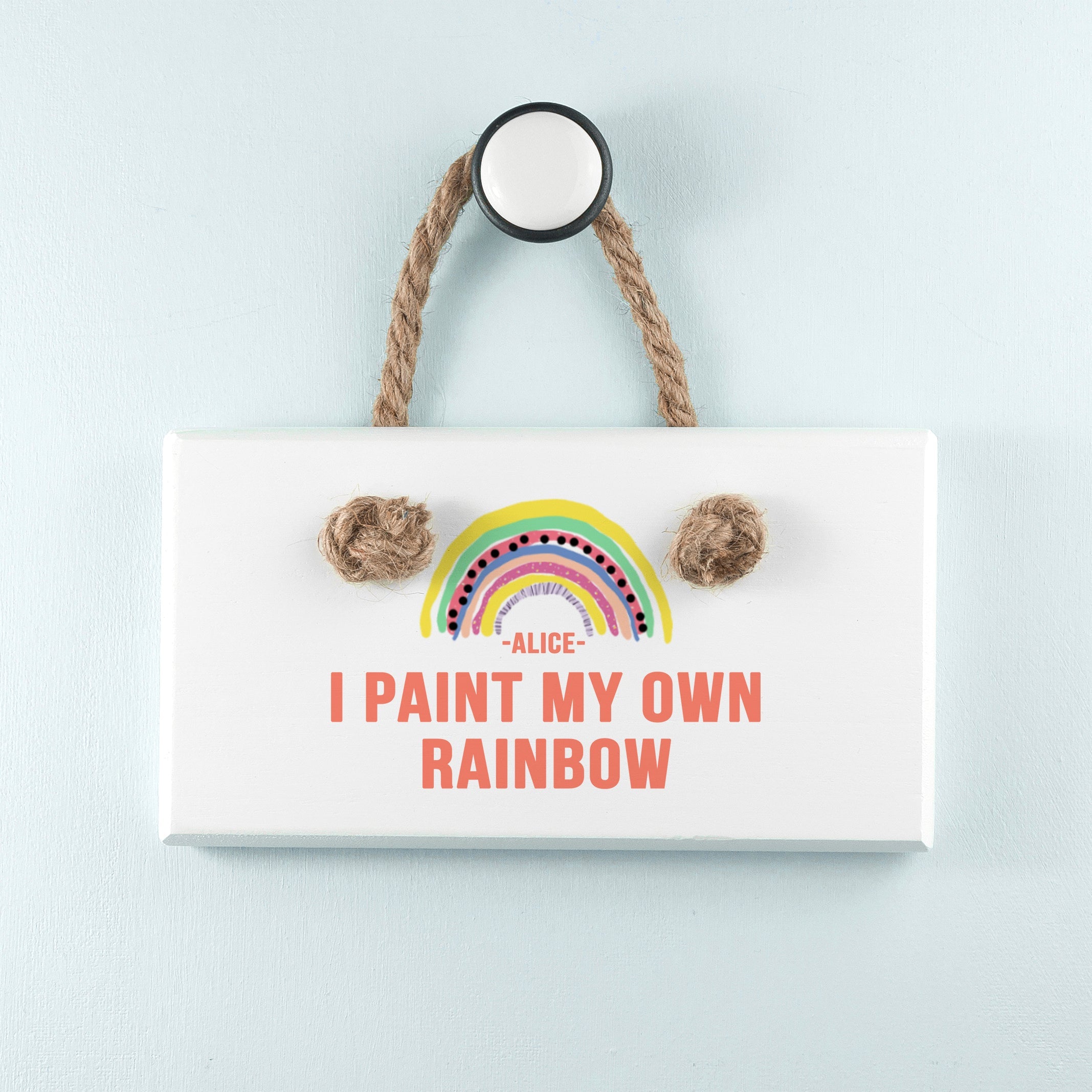 Personalised My Own Rainbow White Hanging Sign