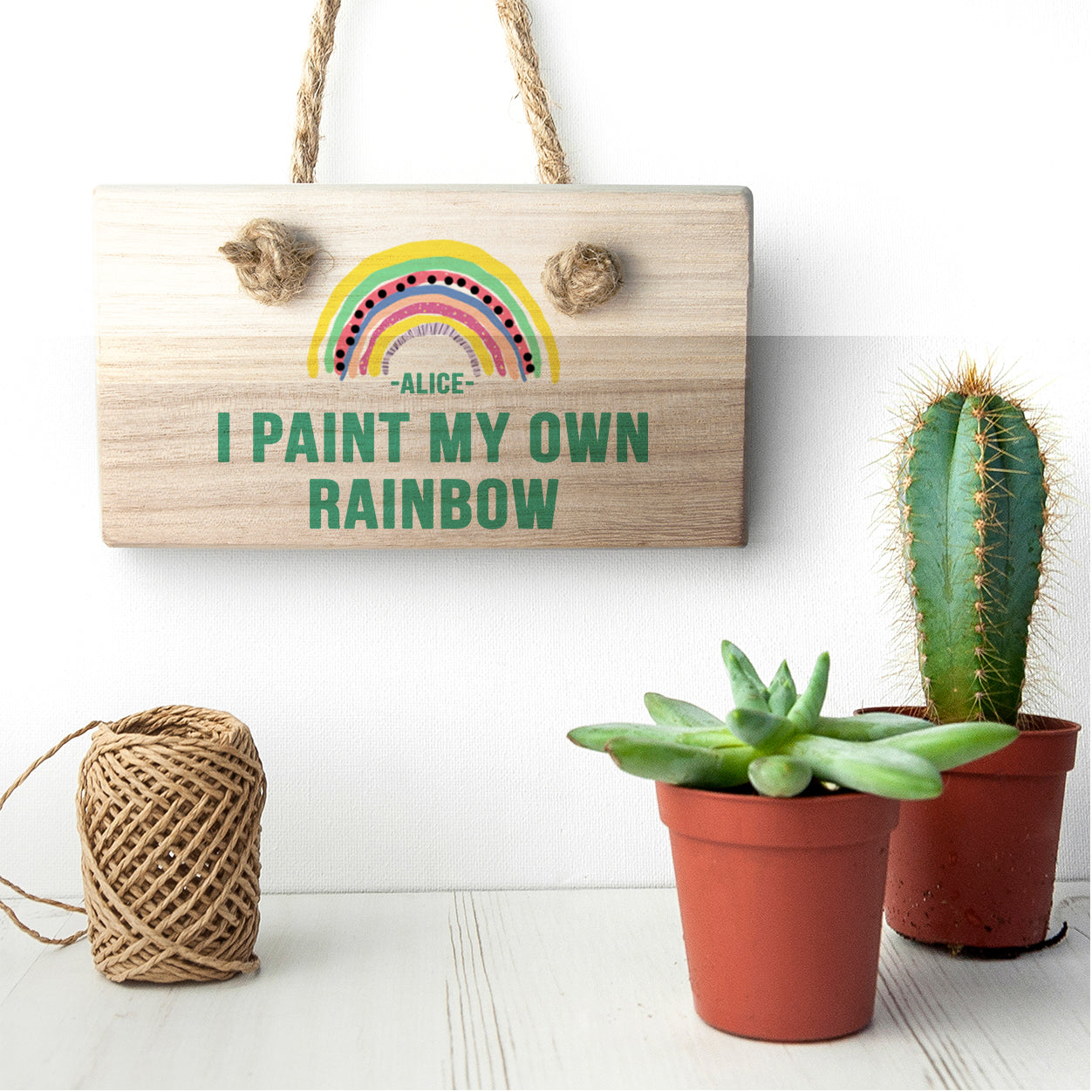 Personalised My Own Rainbow Wooden Hanging Sign