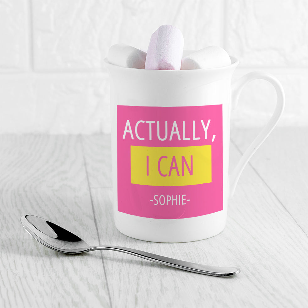 Personalised Actually I Can Bone China Mug