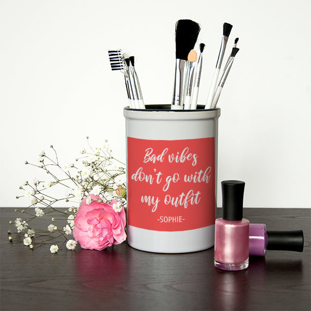 Personalised No Bad Vibes Brush Holder