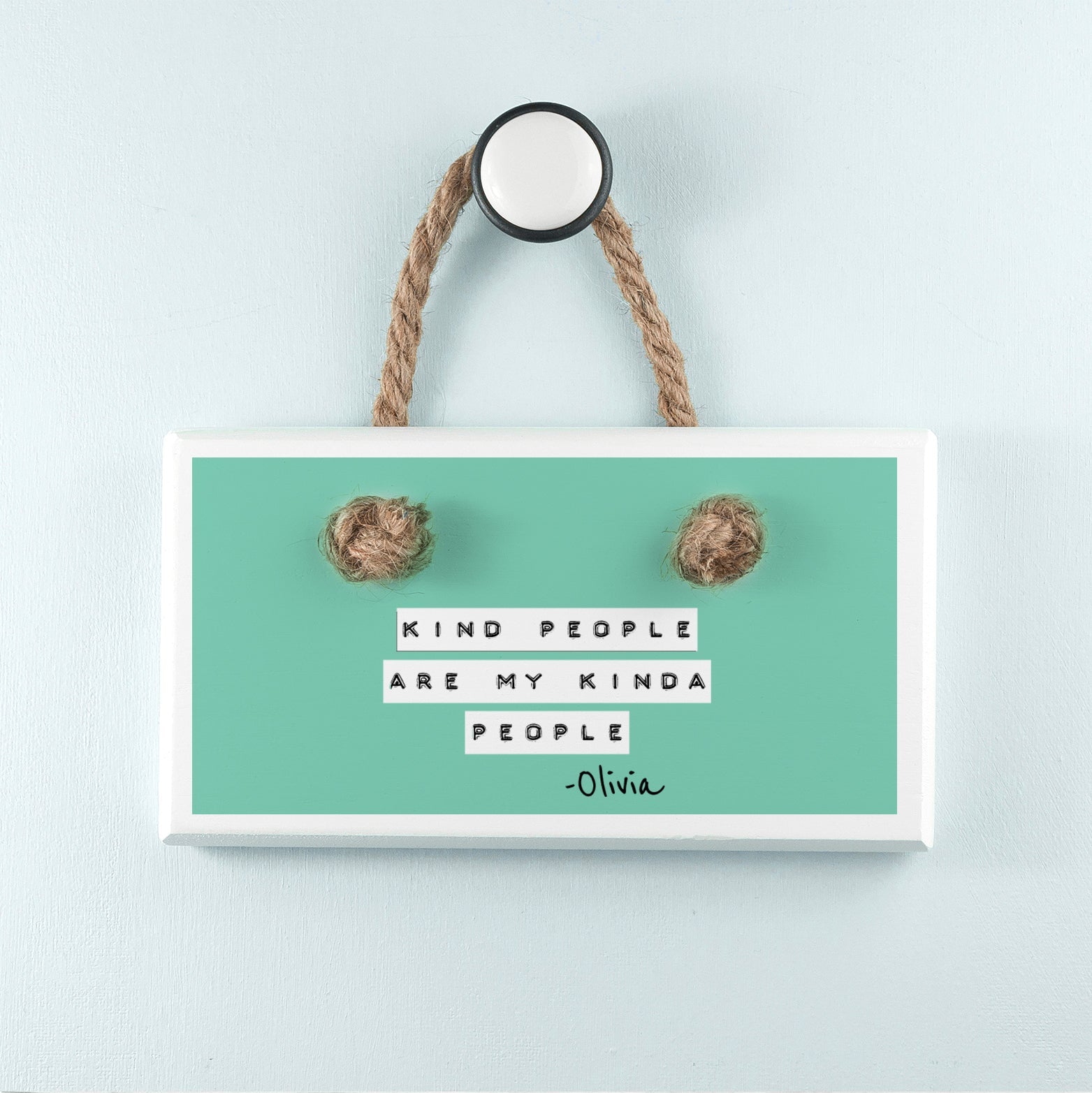 Personalised Kind People (Green) White Hanging Sign