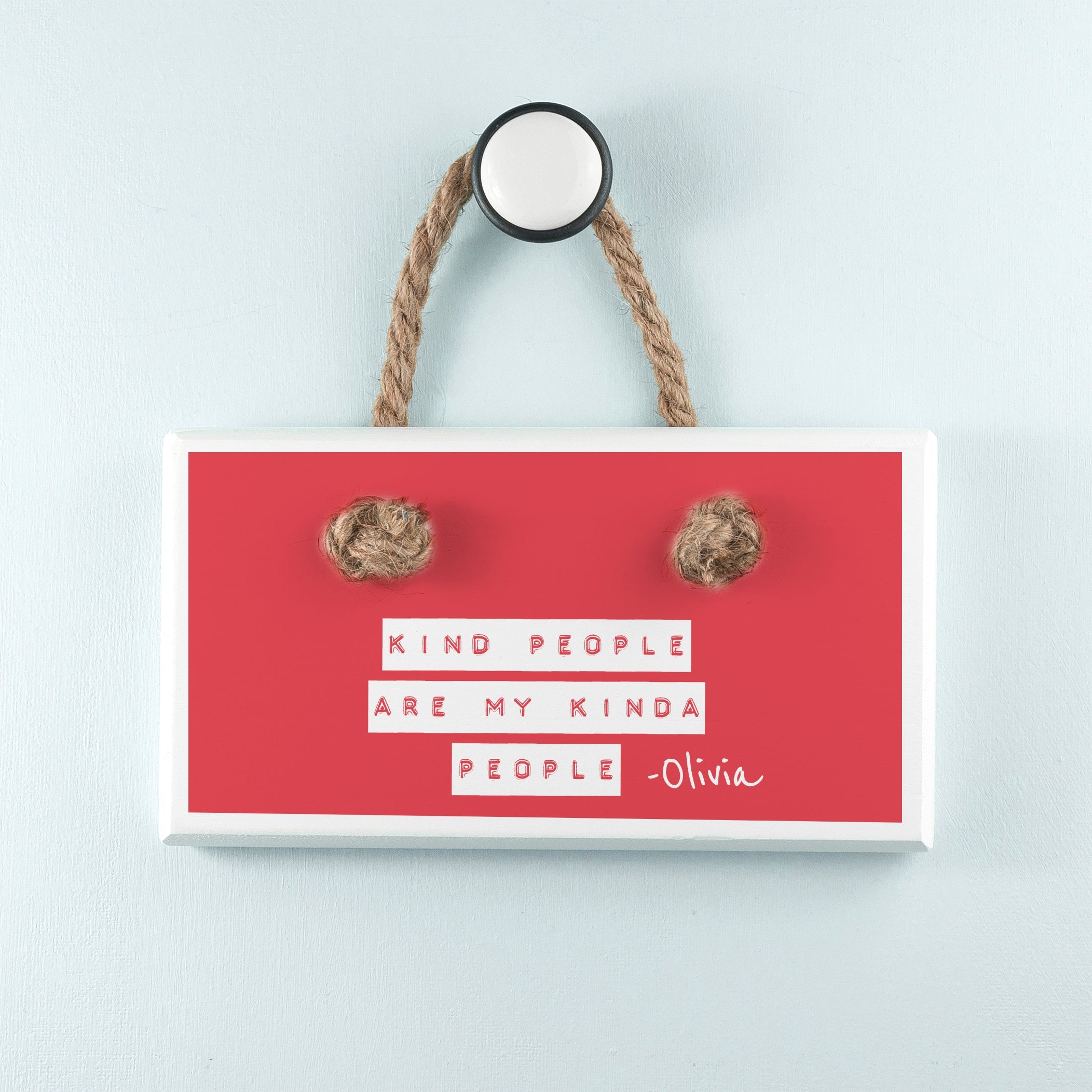 Personalised Kind People (Red) White Hanging Sign