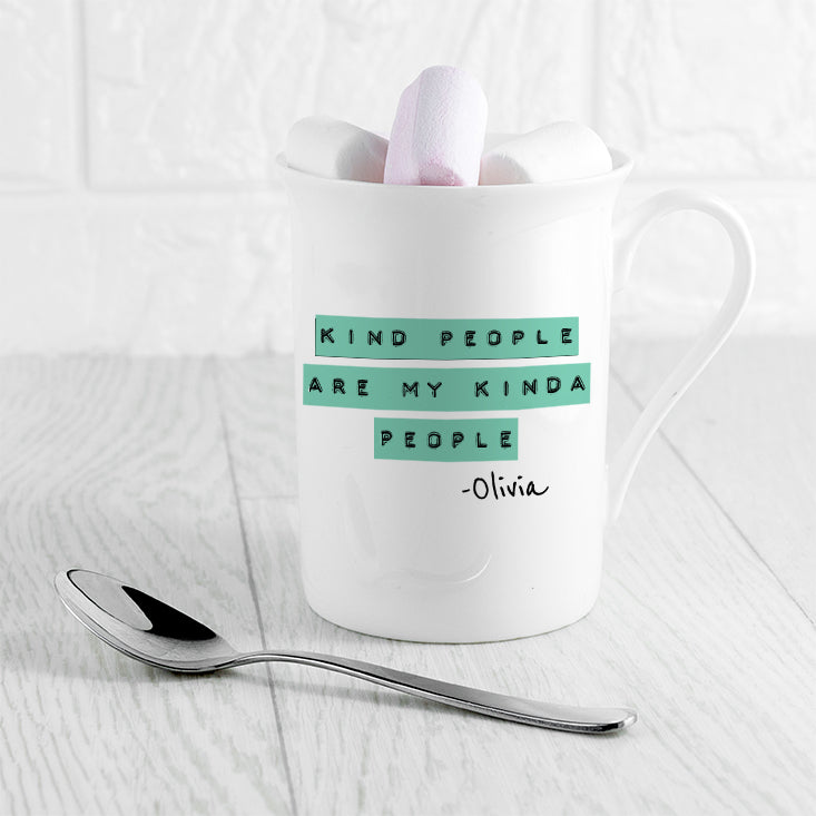 Personalised Kind People (Green) Bone China Mug