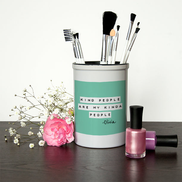 Personalised Kind People (Green) Brush Holder
