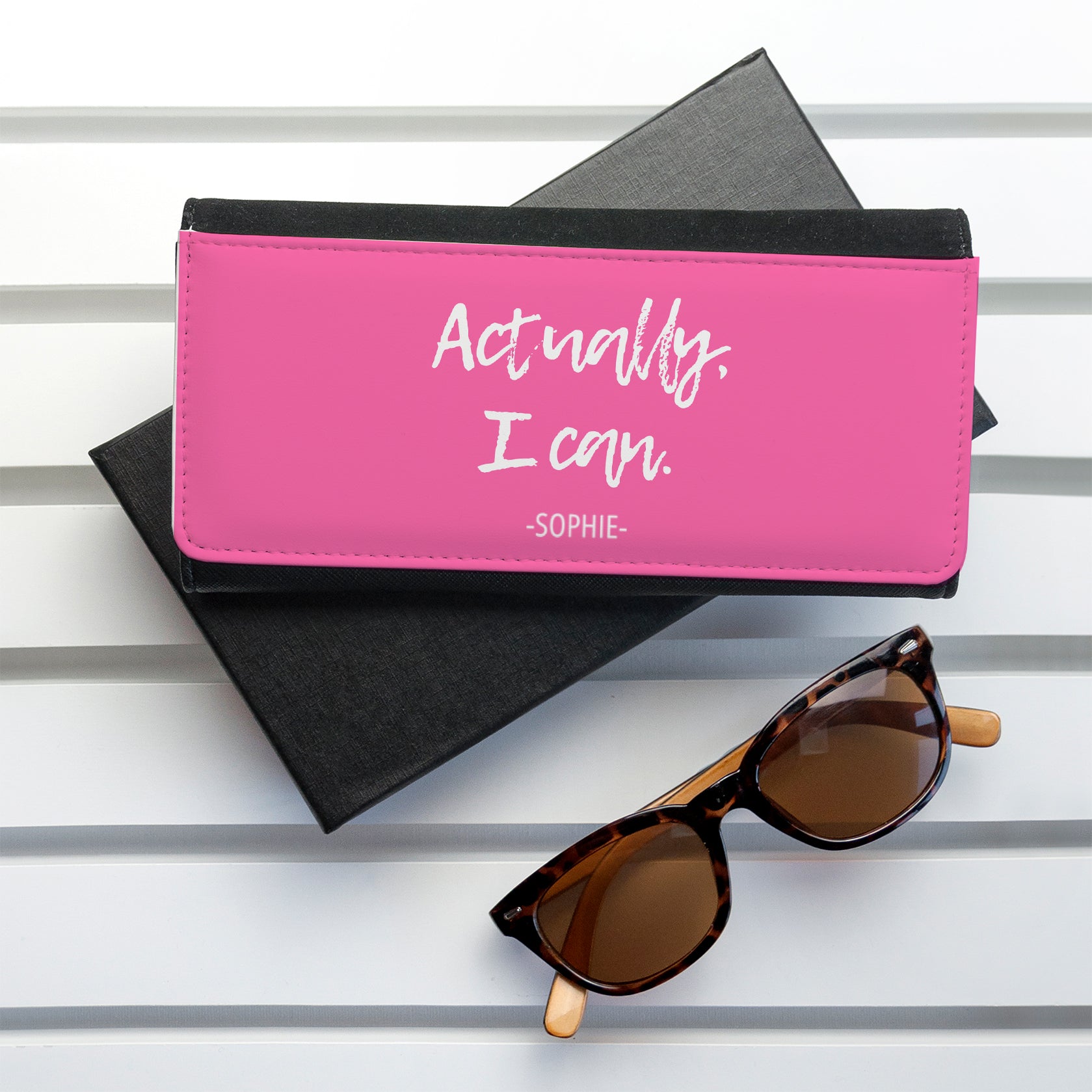Personalised Actually I Can Handwritten Black Wallet