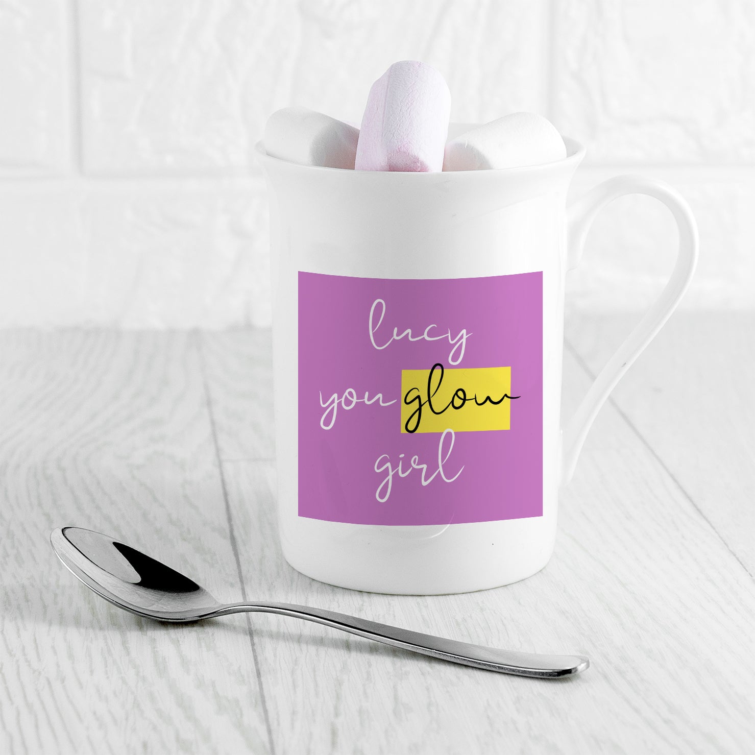 Personalised You Glow Girl Bone China Mug