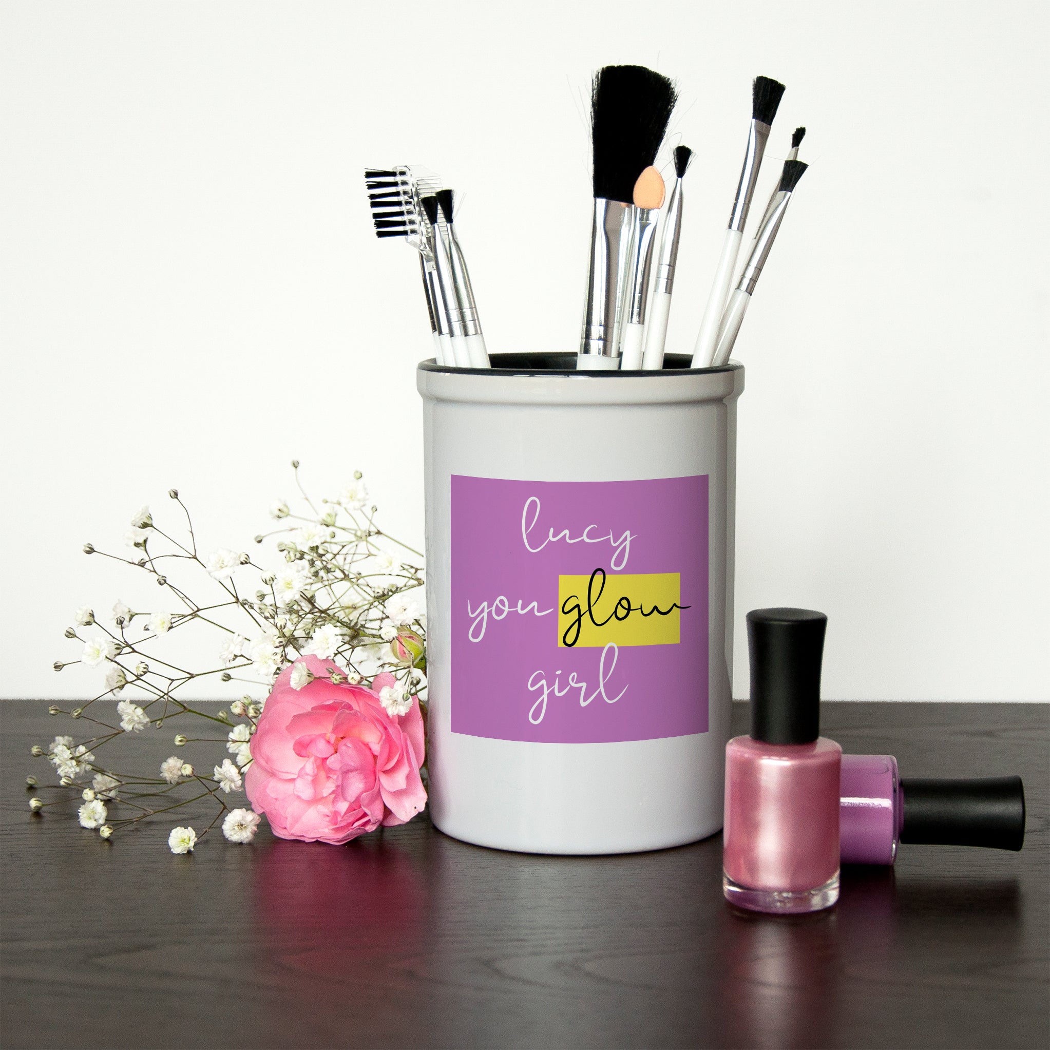Personalised You Glow Girl Brush Holder