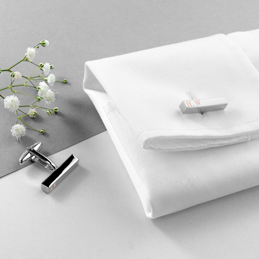 Personalised Monogram Cufflink Set (In Silver Or Rose Gold)