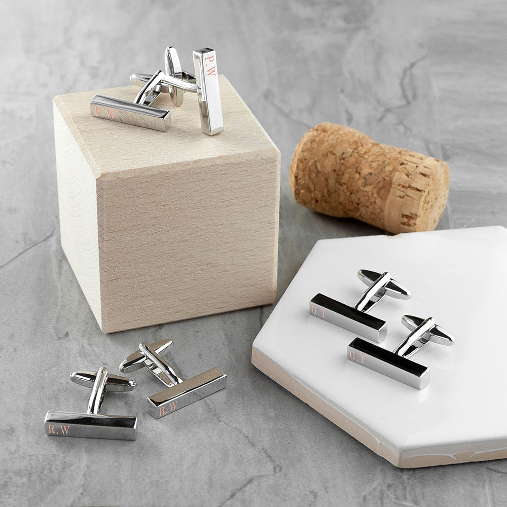 Personalised Monogram Cufflink Set (In Silver Or Rose Gold)