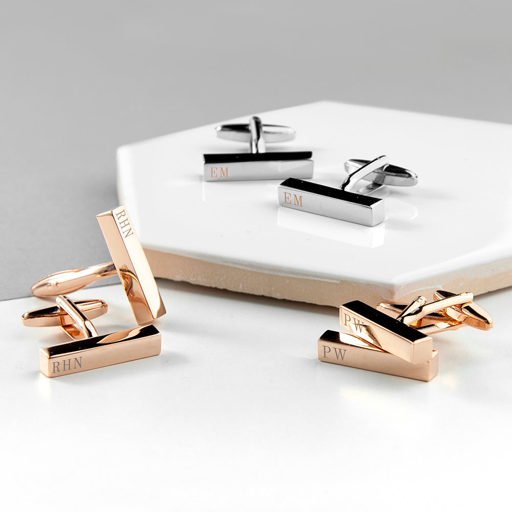 Personalised Monogram Cufflink Set (In Silver Or Rose Gold)