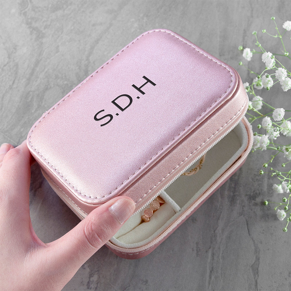 Personalised Pink Travel Jewellery Case