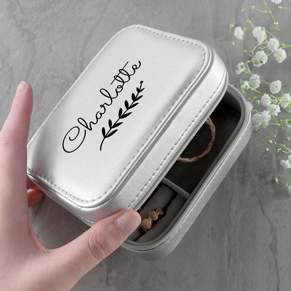 Personalised Wreath Silver Travel Jewellery Case