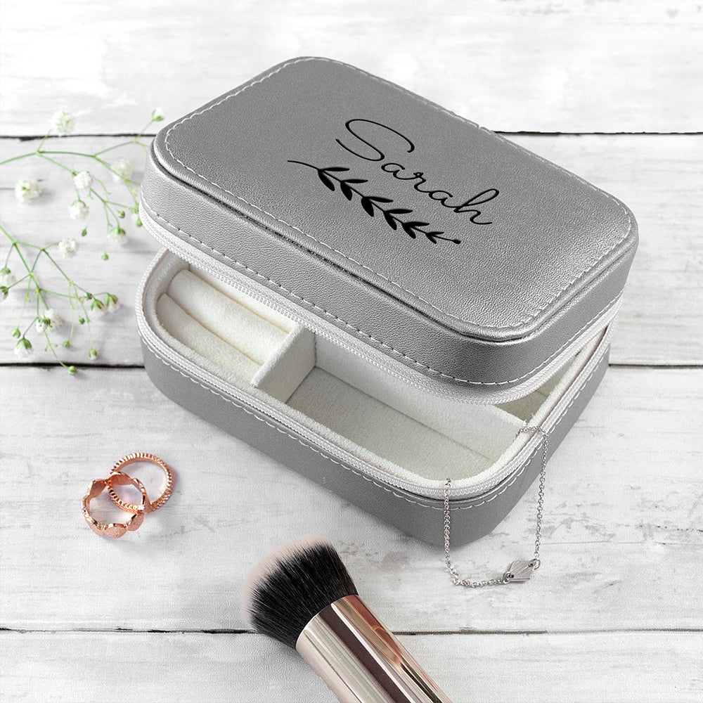 Personalised Wreath Silver Travel Jewellery Case