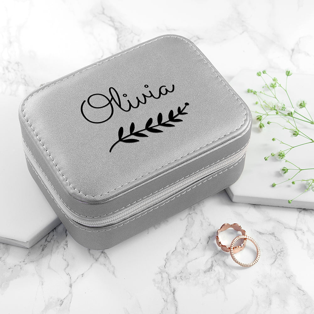 Personalised Wreath Silver Travel Jewellery Case