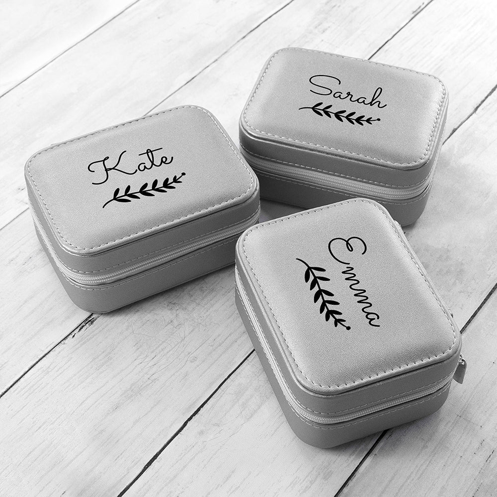 Personalised Wreath Silver Travel Jewellery Case