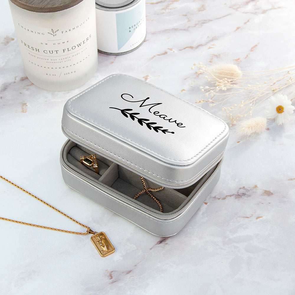 Personalised Wreath Silver Travel Jewellery Case