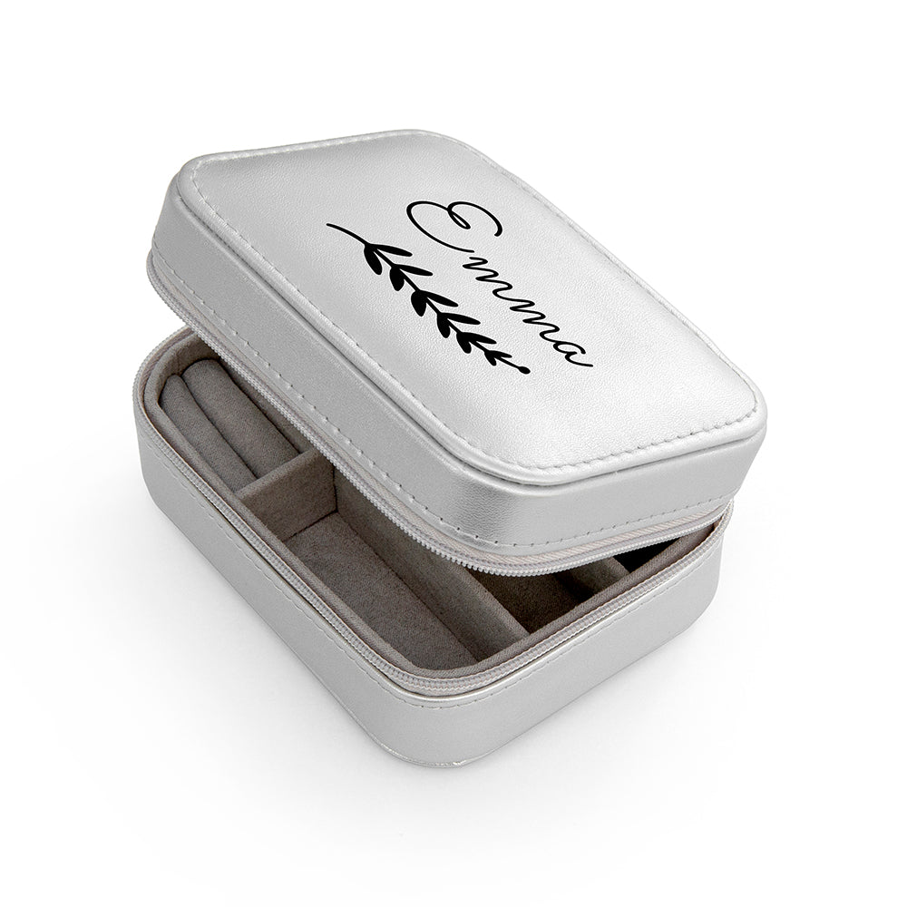 Personalised Wreath Silver Travel Jewellery Case