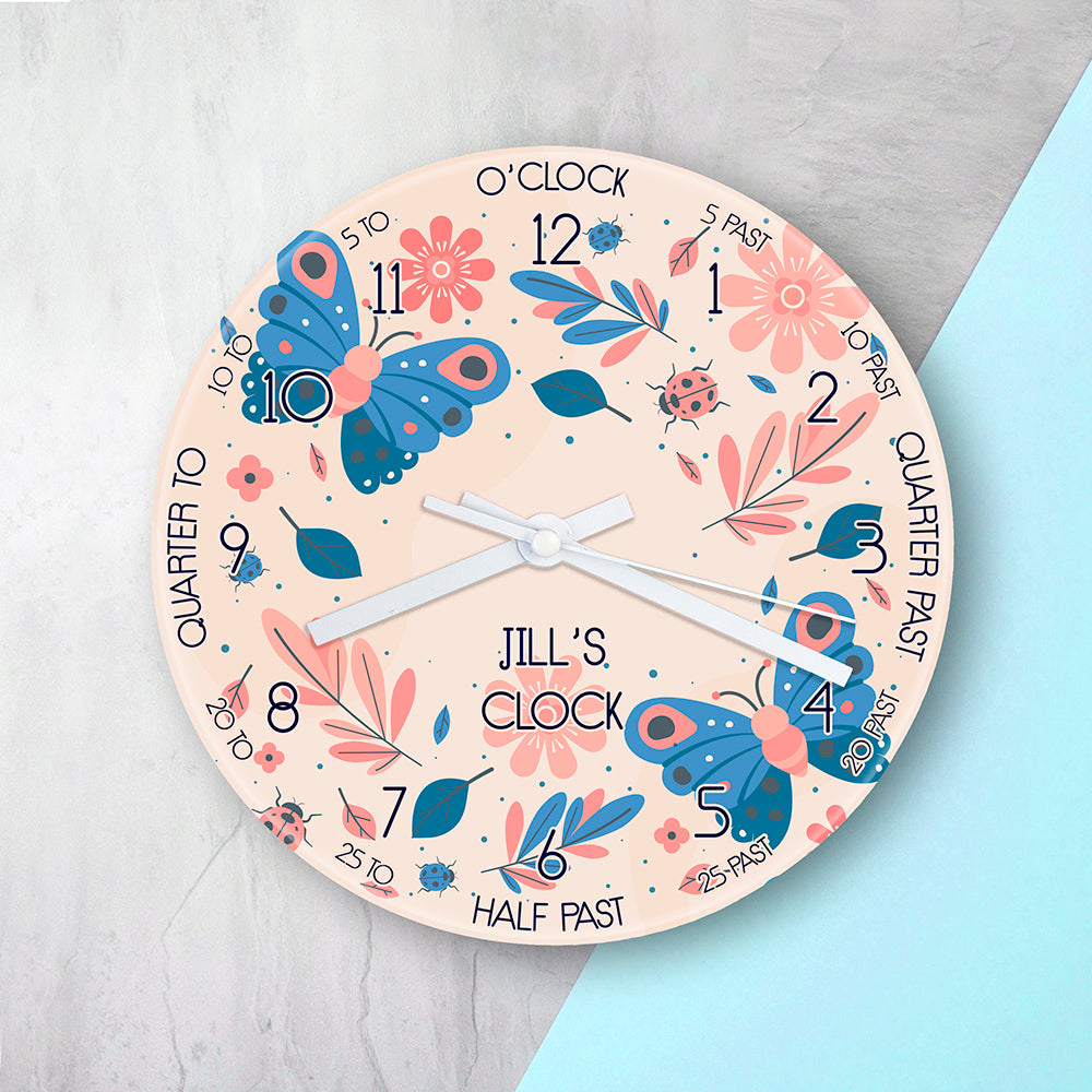 Personalised Personalised Kids Woodland Glass Clock - Large