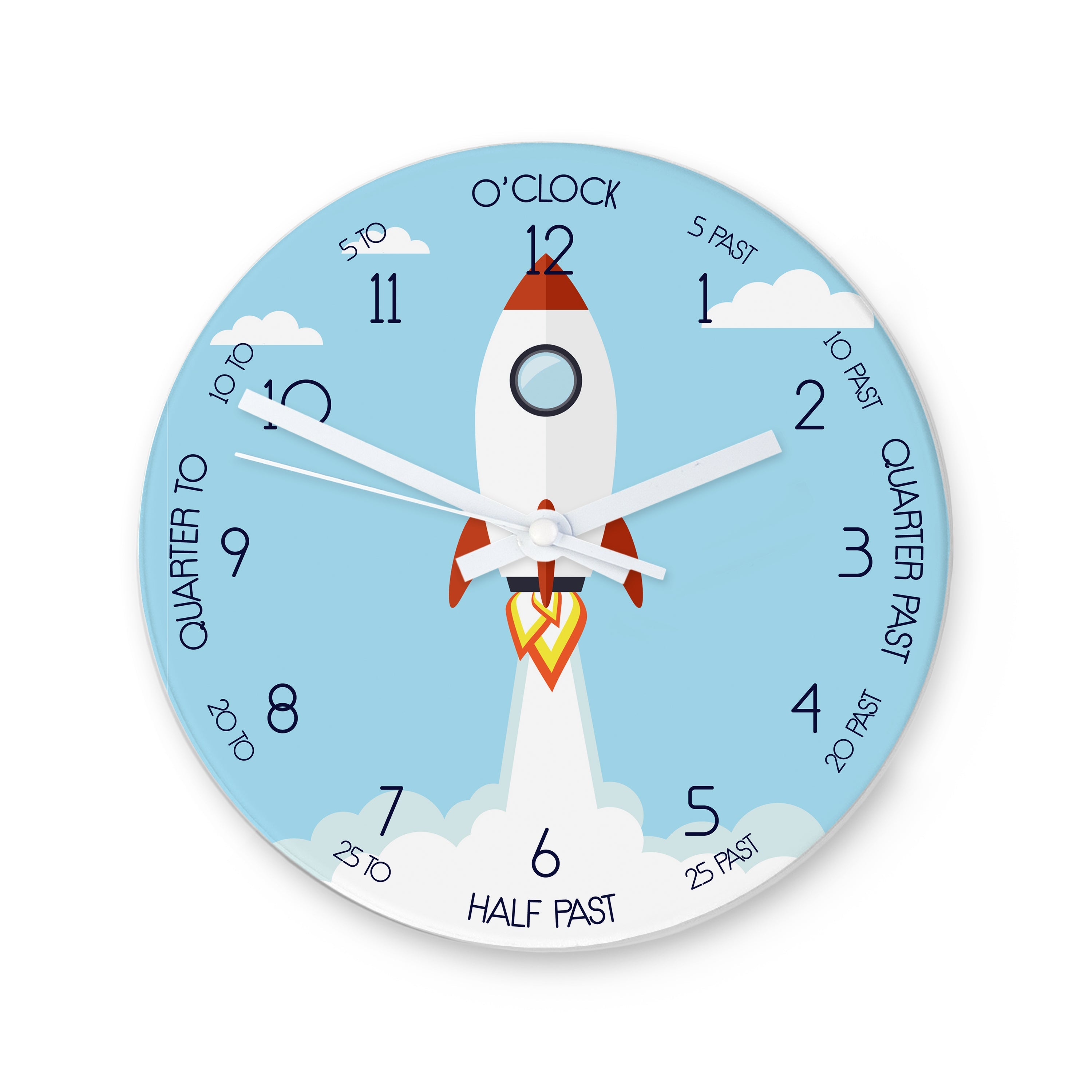 Personalised Personalised Kids Rocket Glass Clock - Large