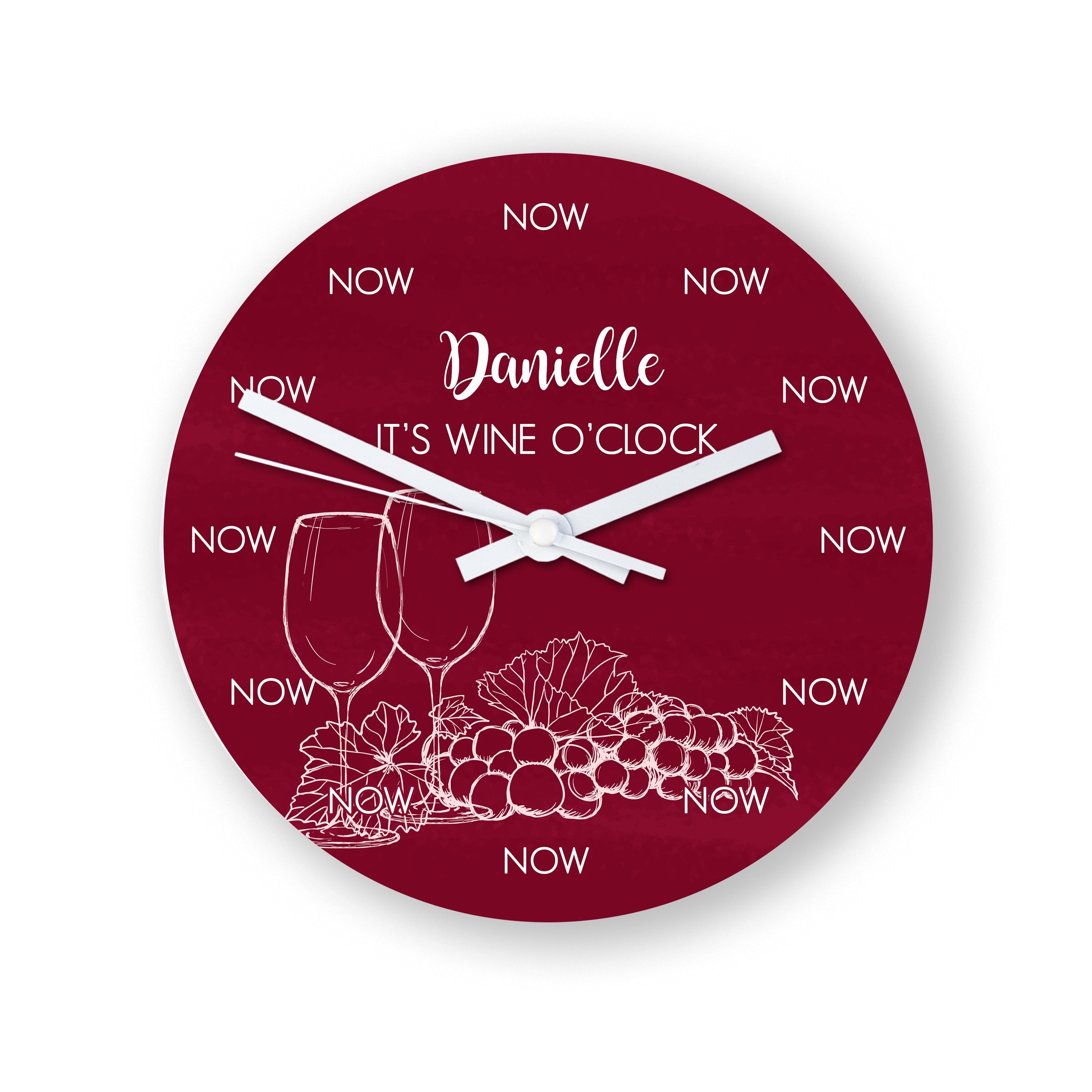 Personalised Personalised Wine O'Clock Glass Clock - Large