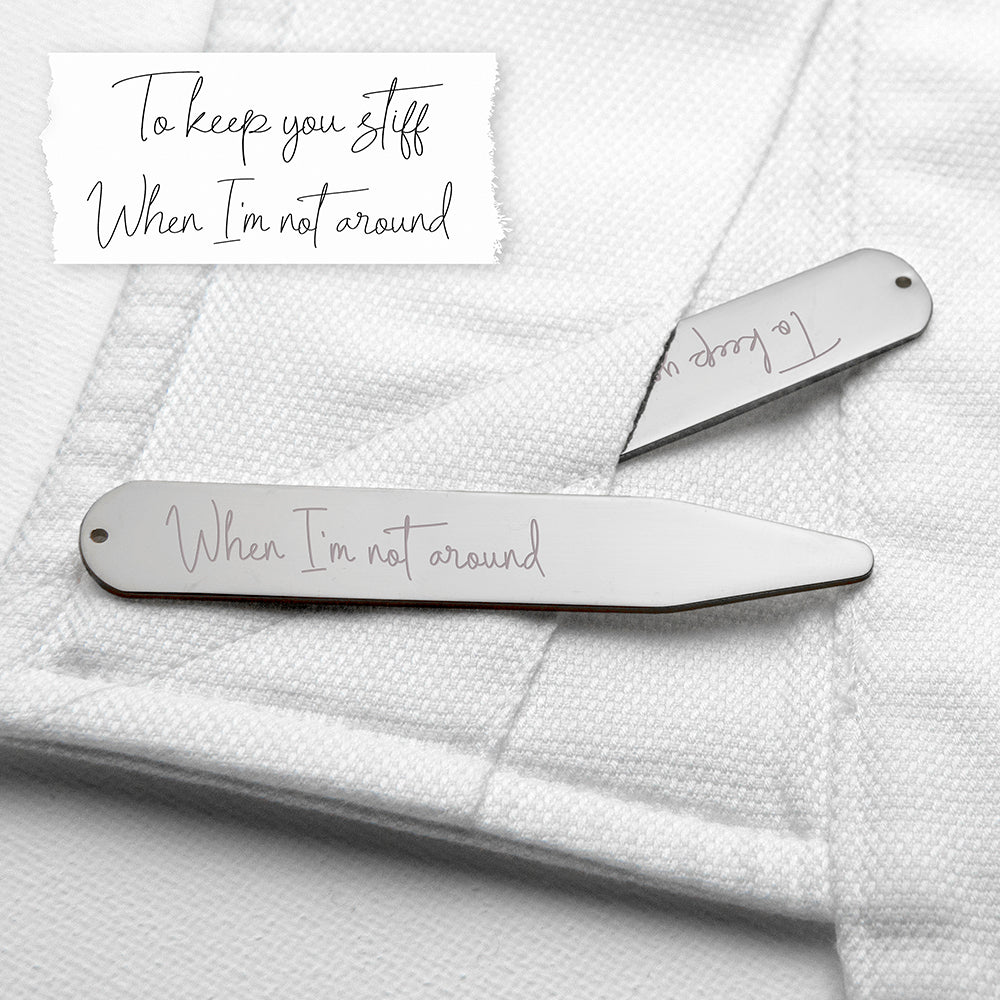 Personalised Handwriting Collar Stiffeners - Silver