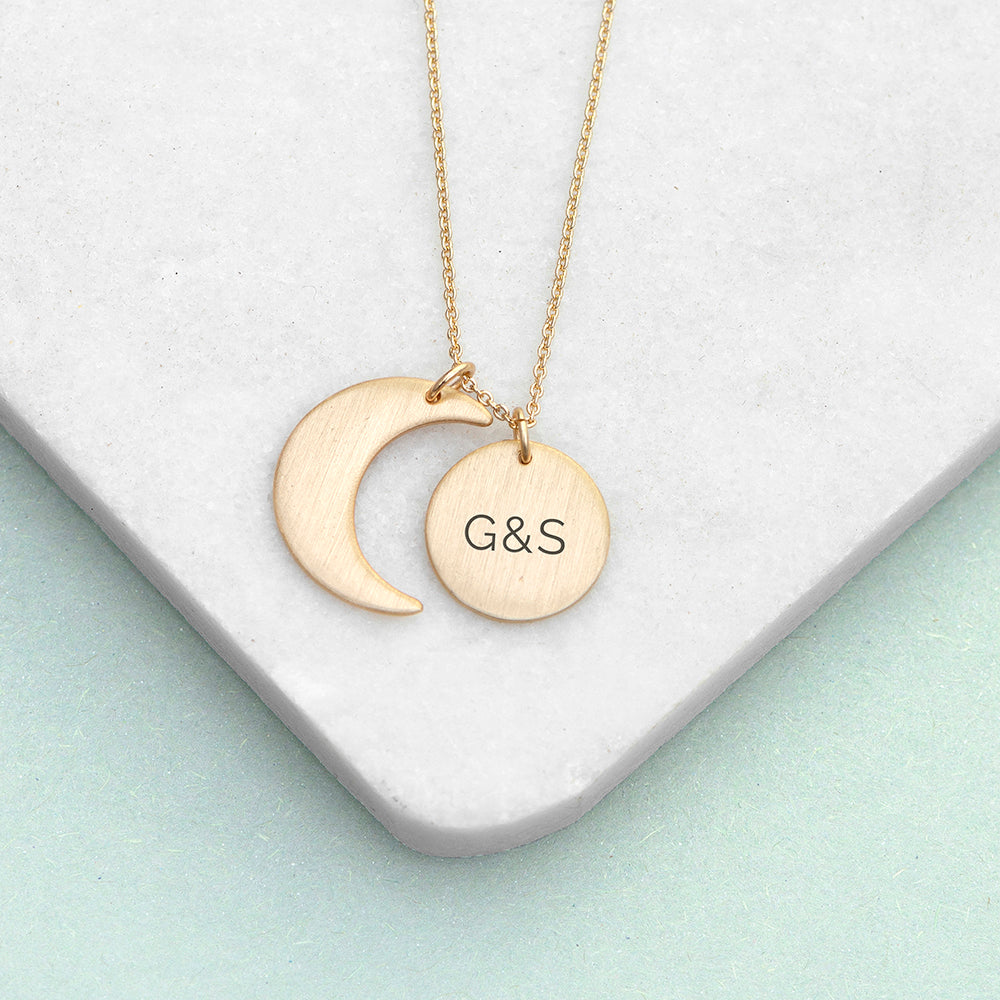 Personalised Matte Moon And Sun Necklace