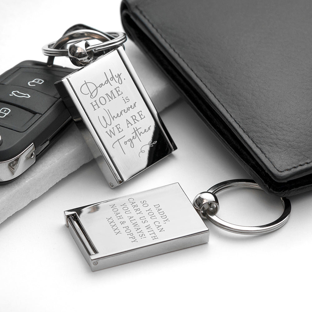 Personalised Home With Daddy Frame Keyring