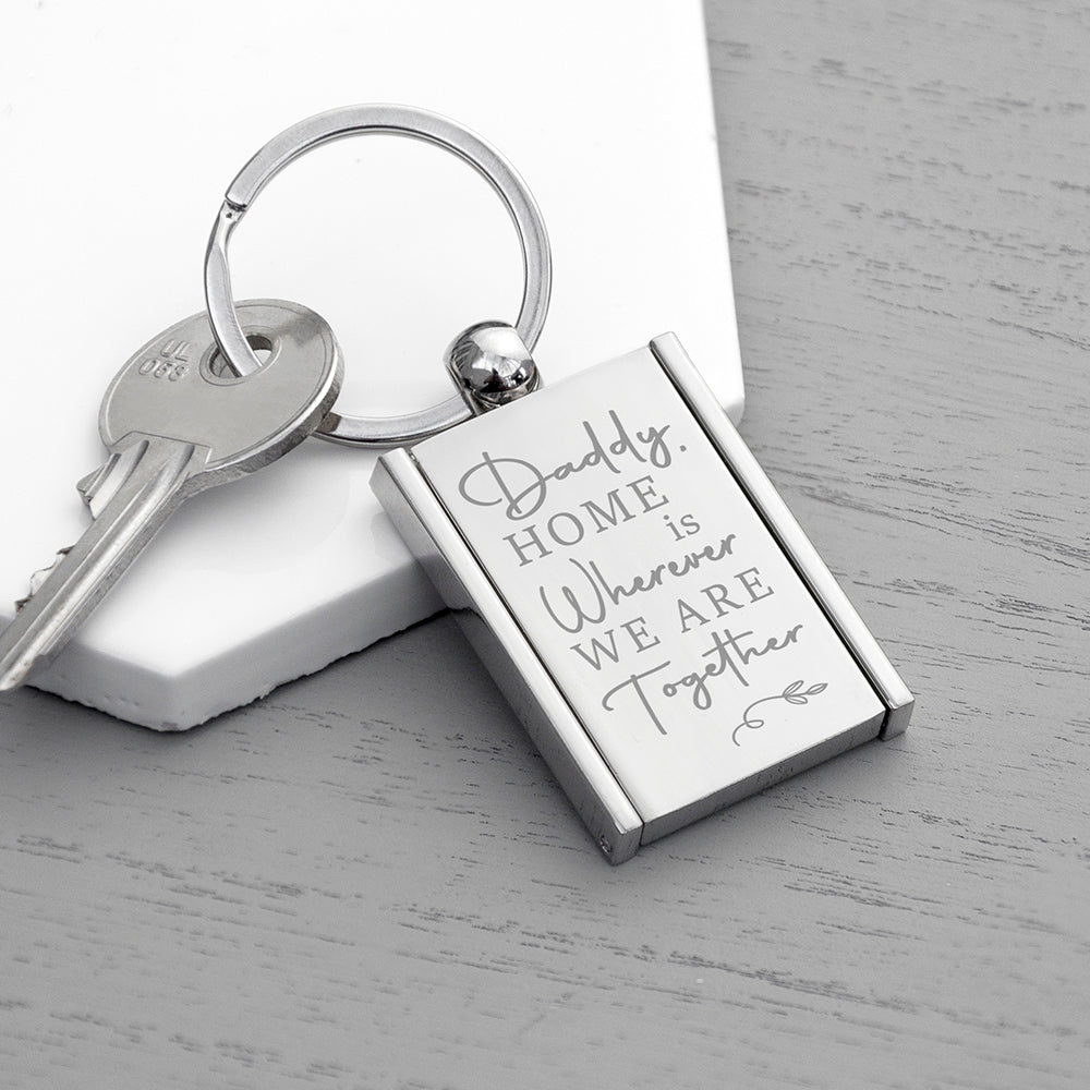 Personalised Home With Daddy Frame Keyring