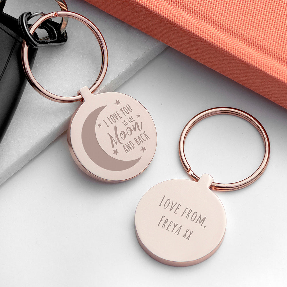Personalised Moon And Back Keyring
