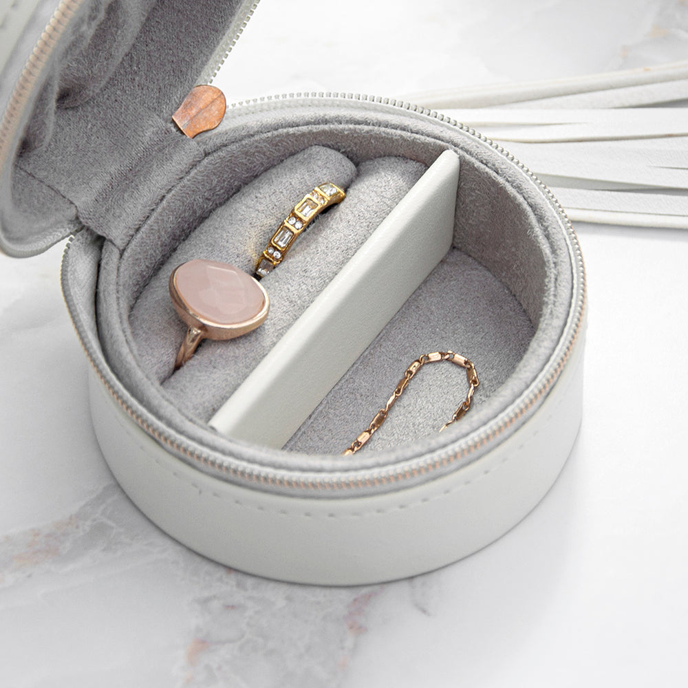 Personalised Treat Republic White Jewellery Case With Tassel