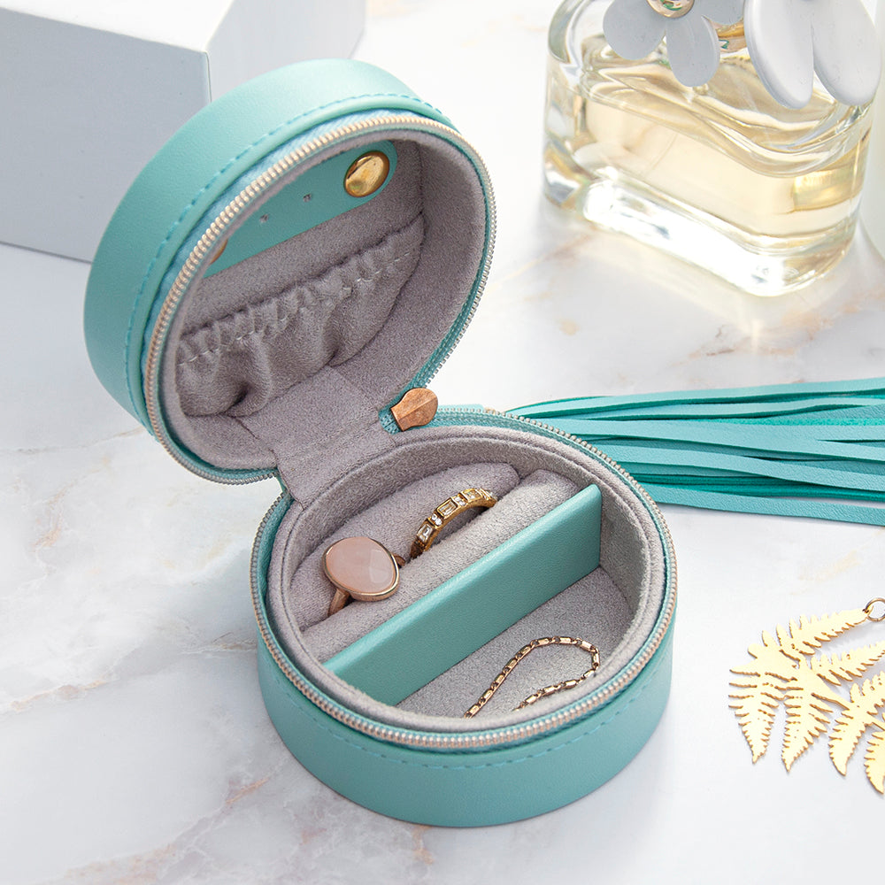 Personalised Treat Republic Turquoise Jewellery Case With Tassel