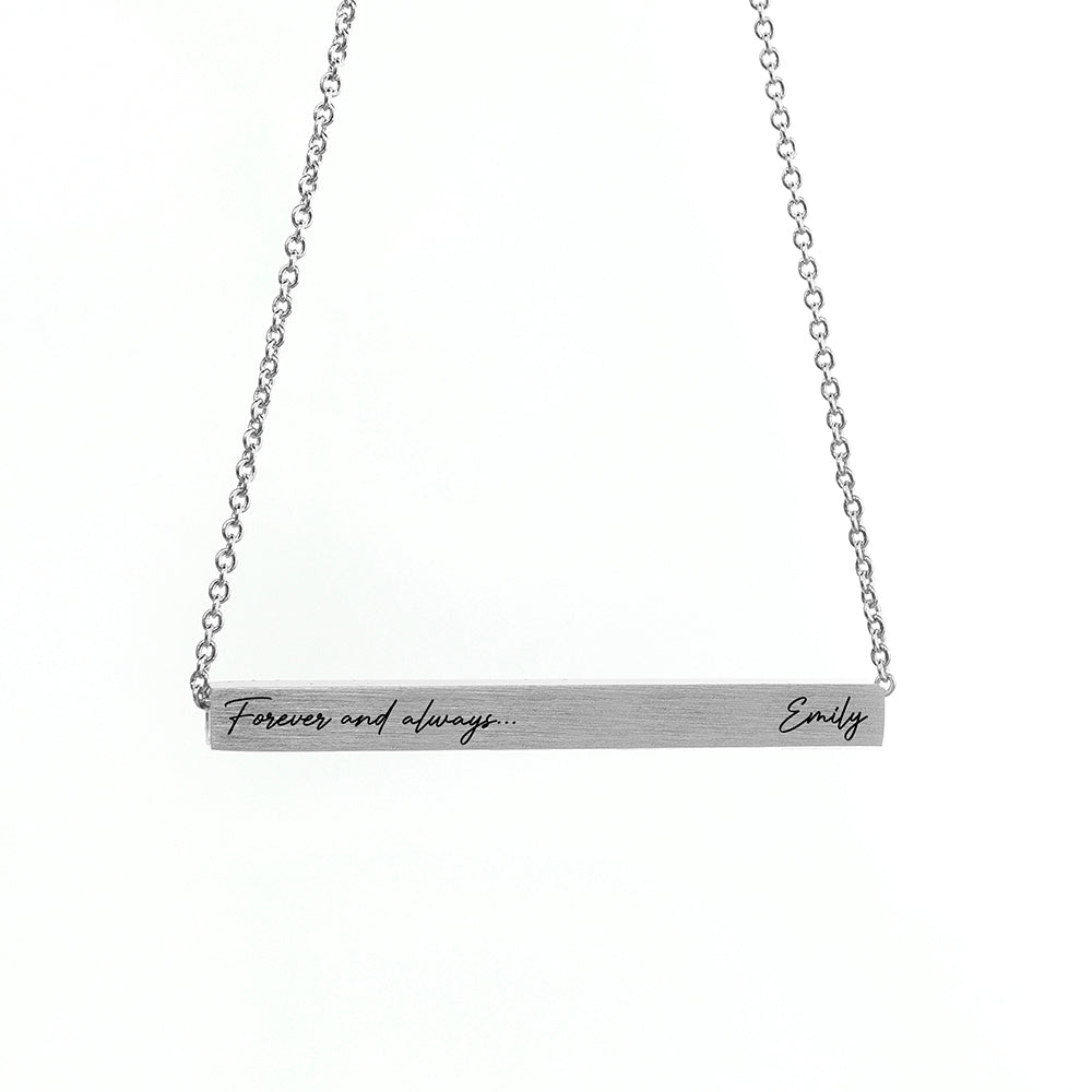 Personalised Forever And Always Horizontal Bar Necklace