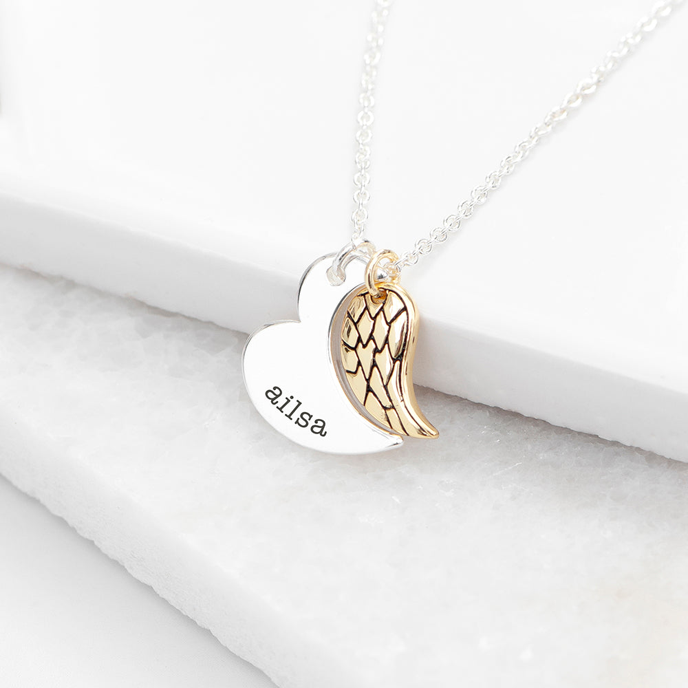 Personalised Heart And Wing Necklace