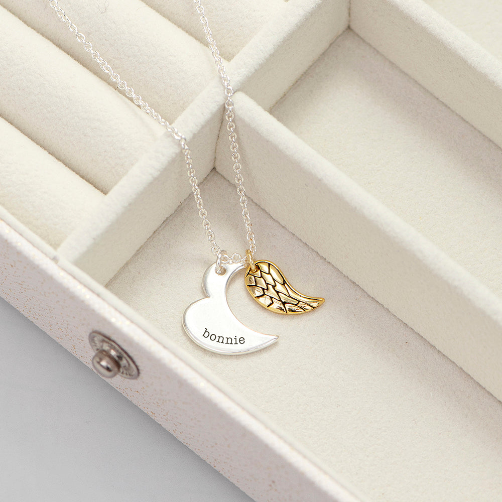 Personalised Heart And Wing Necklace