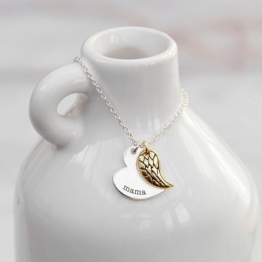 Personalised Heart And Wing Necklace