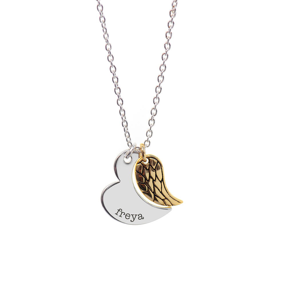 Personalised Heart And Wing Necklace