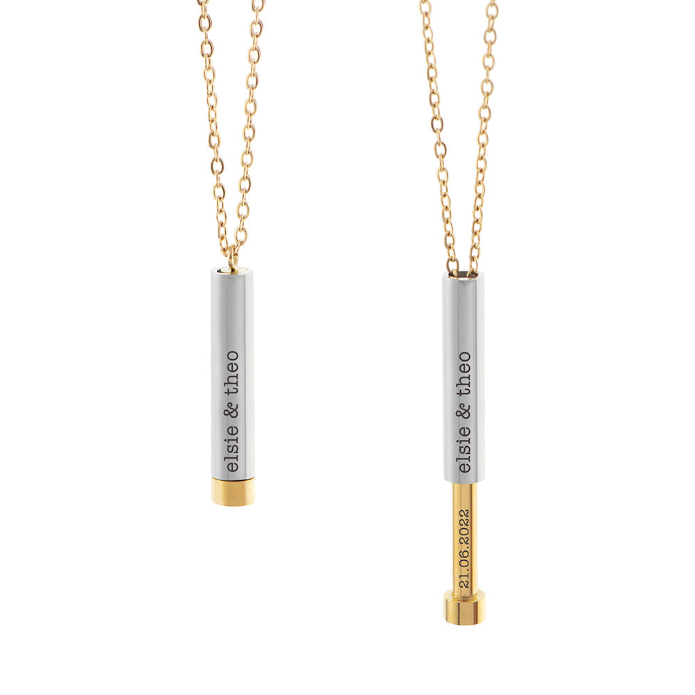 Personalised Gold And Silver Round Hidden Message Capsule Women's Necklace