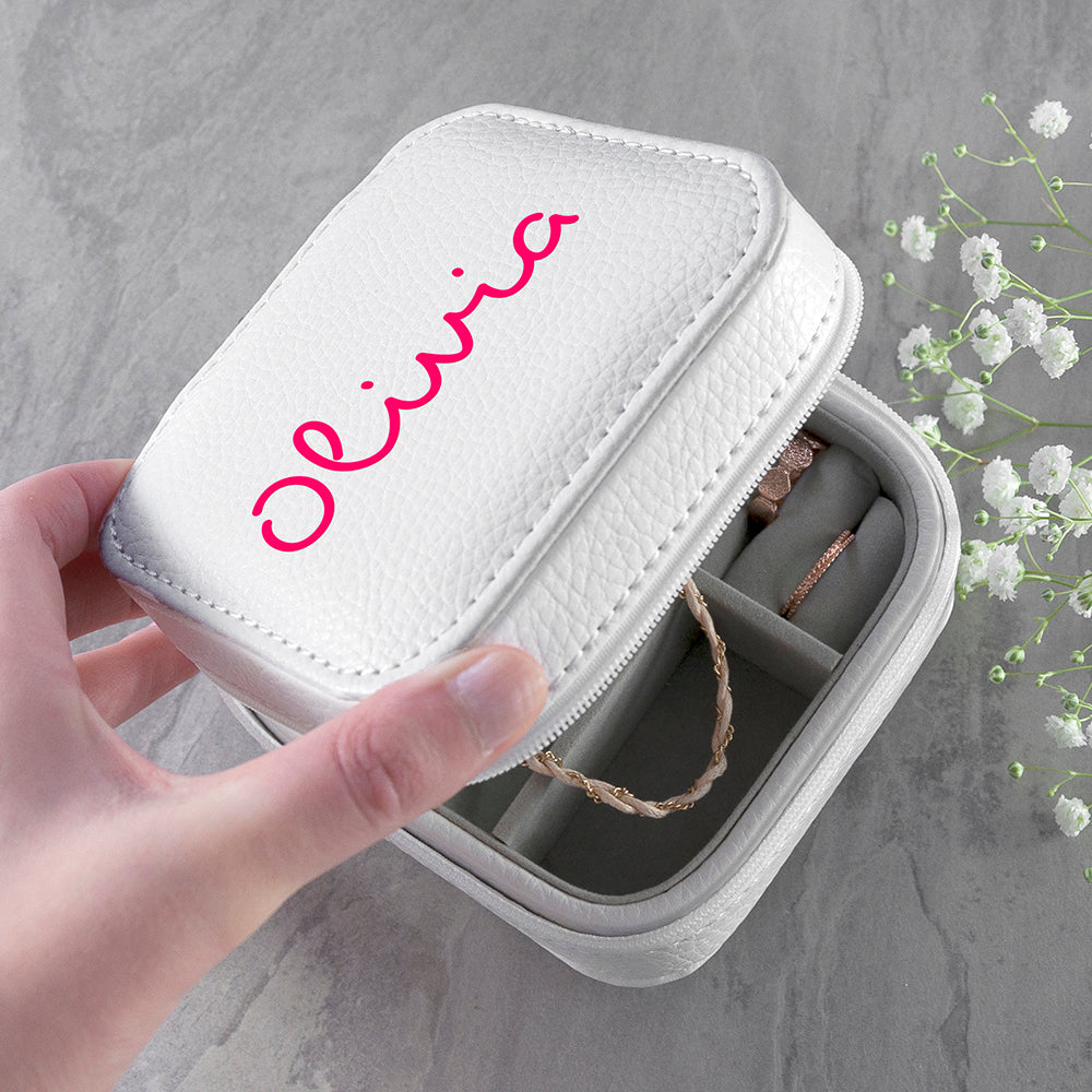 Personalised Summer Style White Jewellery Case - Pink
